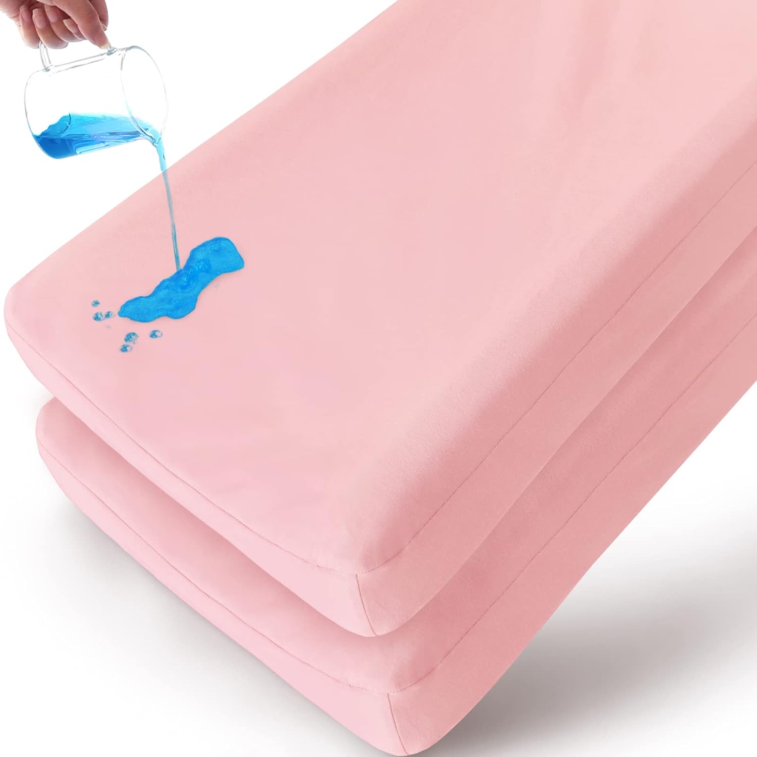 Waterproof Changing Pad Cover - 2 Pack, Ultra-Soft Microfiber, Smooth & Breathable, Pink - Biloban Online Store