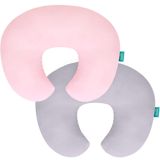 Nursing Pillow Cover for Boppy - 2 Pack, Ultra-soft Microfiber, Breathable & Skin-Friendly, Grey & Pink - Biloban Online Store