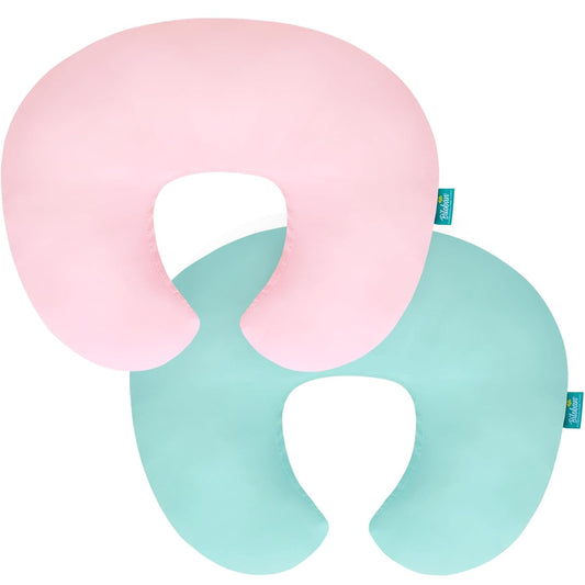 Nursing Pillow Cover for Boppy - 2 Pack, Ultra-soft Microfiber, Breathable & Skin-Friendly, Aqua & Pink - Biloban Online Store