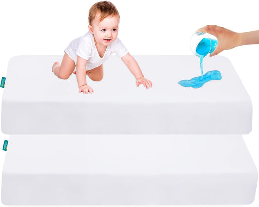 Waterproof Crib Sheet - 2 Pack, Ultra Soft Microfiber, White (for Standard Crib/ Toddler Bed) - Biloban Online Store