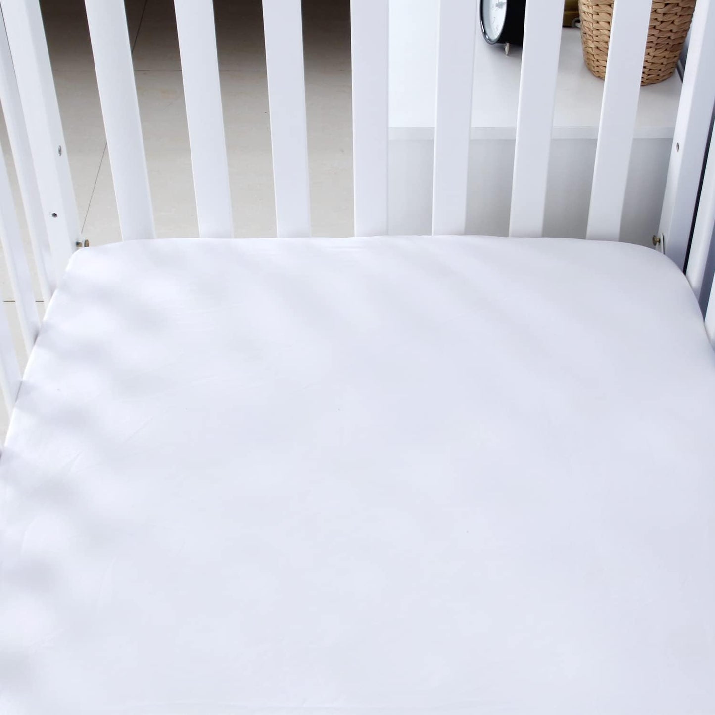 Waterproof Crib Sheet - 2 Pack, Ultra Soft Microfiber, White (for Standard Crib/ Toddler Bed)