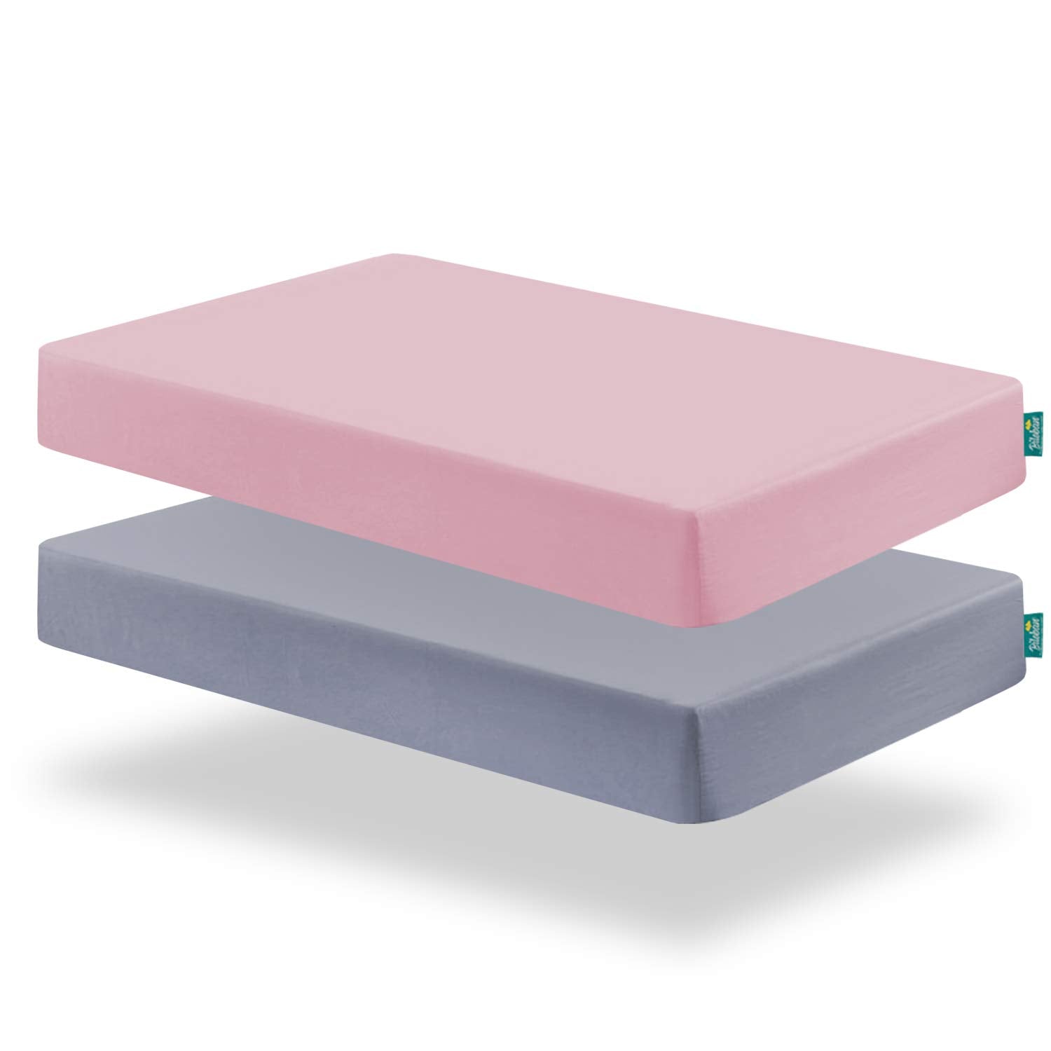 Crib Sheet - 2 Pack, Ultra Soft Microfiber (for Standard Crib/ Toddler Bed), Grey & Pink - Biloban Online Store