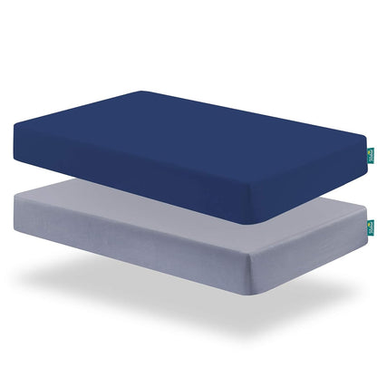 Crib Sheet - 2 Pack, Ultra Soft Microfiber (for Standard Crib/ Toddler Bed), Grey & Navy - Biloban Online Store