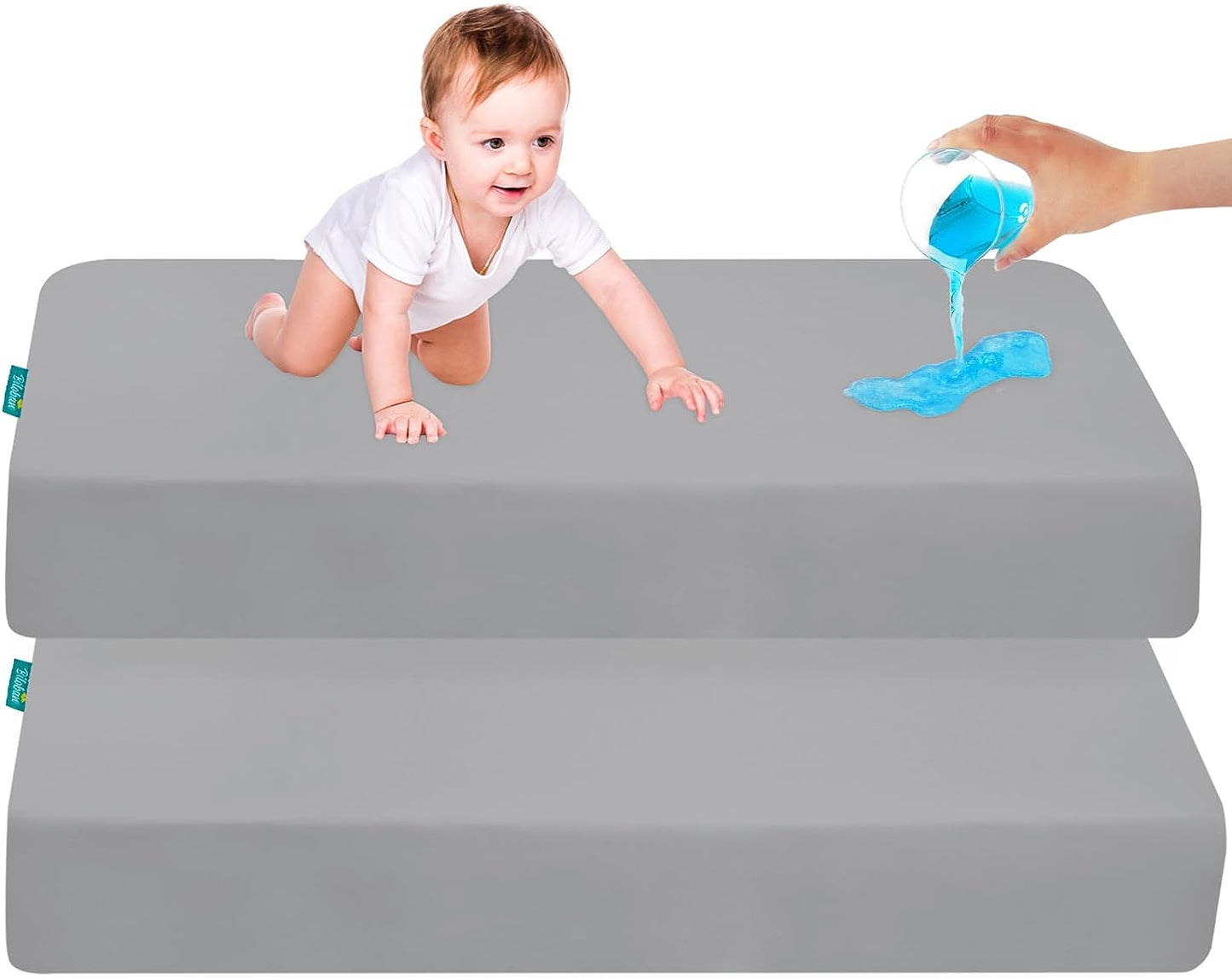 Waterproof Crib Sheet - 2 Pack, Ultra Soft Microfiber, Grey (for Standard Crib/ Toddler Bed) - Biloban Online Store