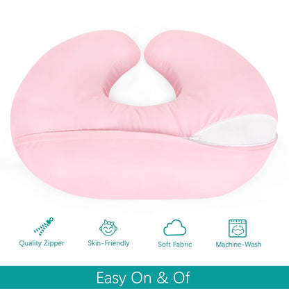 Nursing Pillow Cover for Boppy - 2 Pack, Ultra-soft Microfiber, Breathable & Skin-Friendly, Grey & Pink