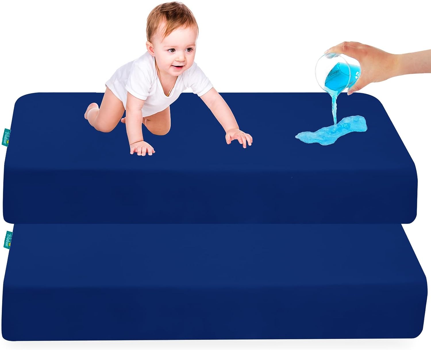 Waterproof Crib Sheet - 2 Pack, Ultra Soft Microfiber, Navy (for Standard Crib/ Toddler Bed) - Biloban Online Store