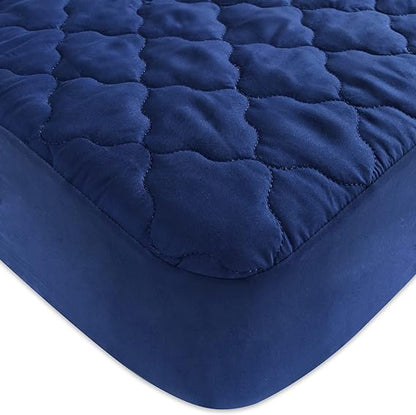 Crib Mattress Protector/ Pad Cover - Ultra Soft Microfiber, Waterproof, Navy (for Standard Crib/ Toddler Bed)