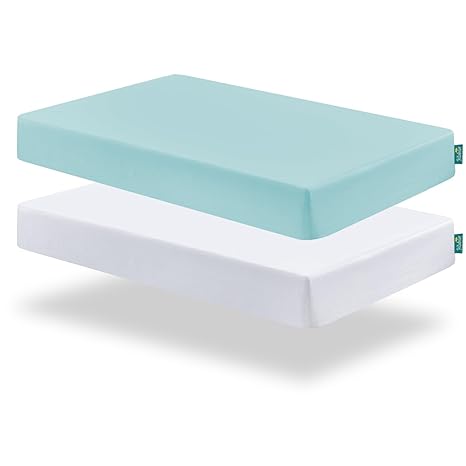 Crib Sheet - 2 Pack, Ultra Soft Microfiber, Aqua & White (for Standard Crib/ Toddler Bed) - Biloban Online Store