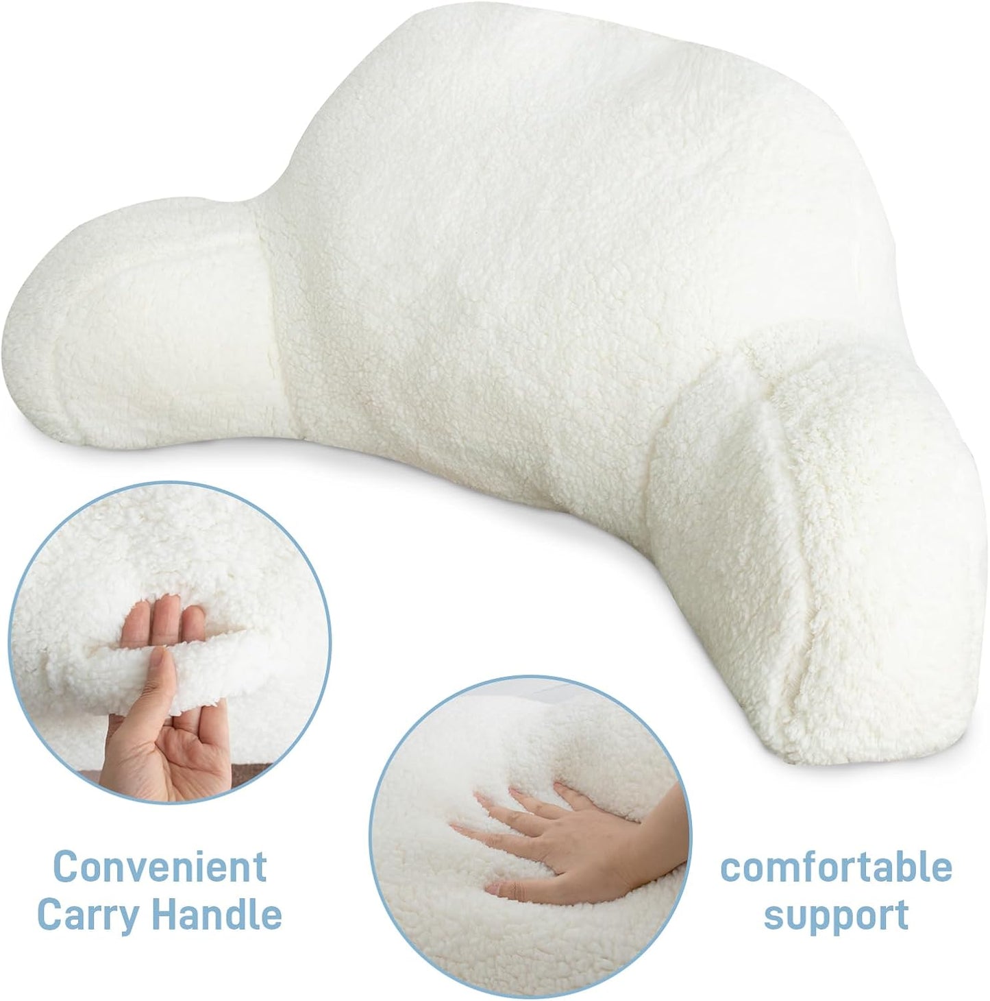 Reading Pillow for Kids/Teens/Adults, Bed Rest Wedge Backrest Pillows for Sitting in Bed with Arms Back Support for Watching TV/Gaming/Relaxing