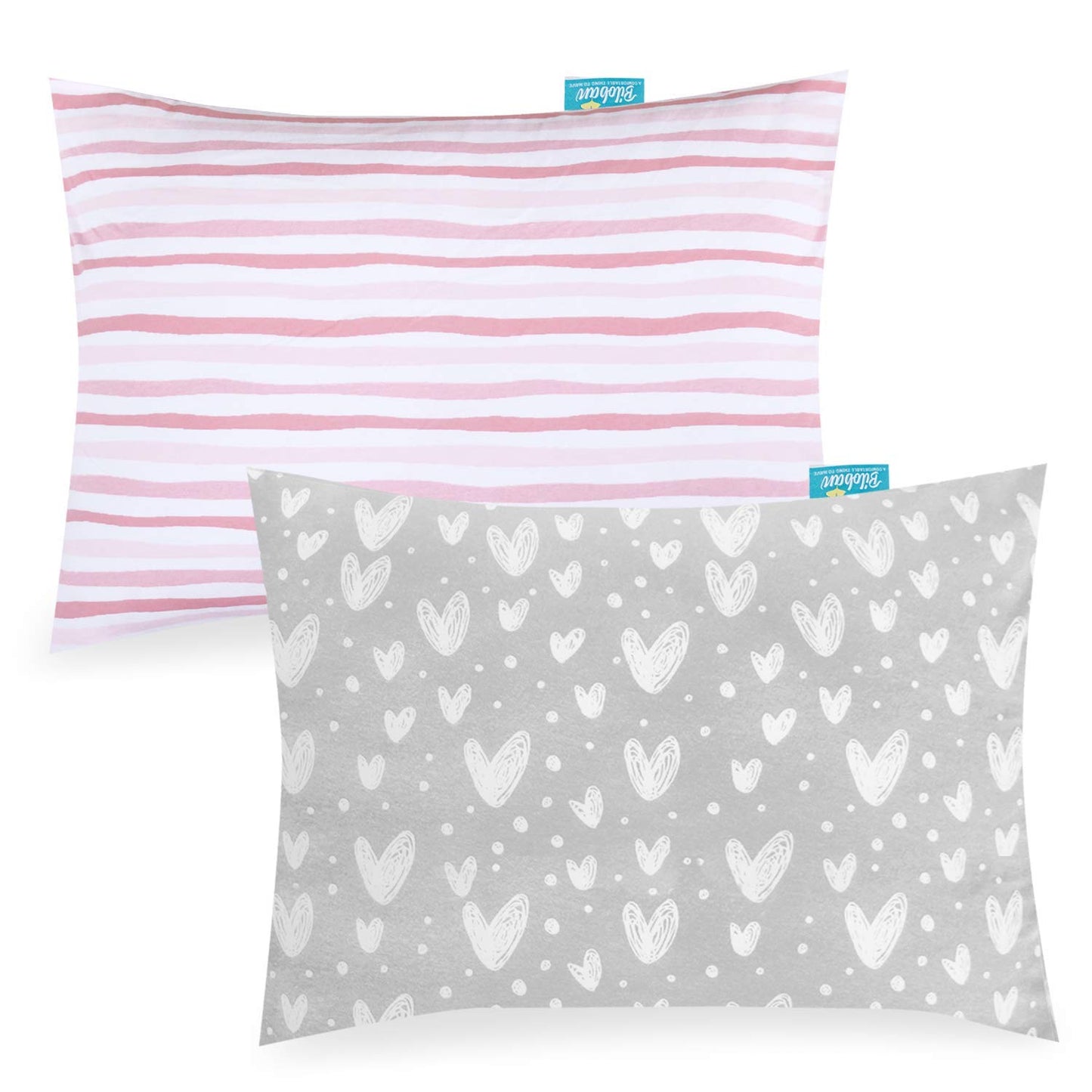 Toddler Pillowcase - 2 Pack, Ultra Soft 100% Jersey Cotton, Envelope Style, Grey & Pink - Biloban Online Store