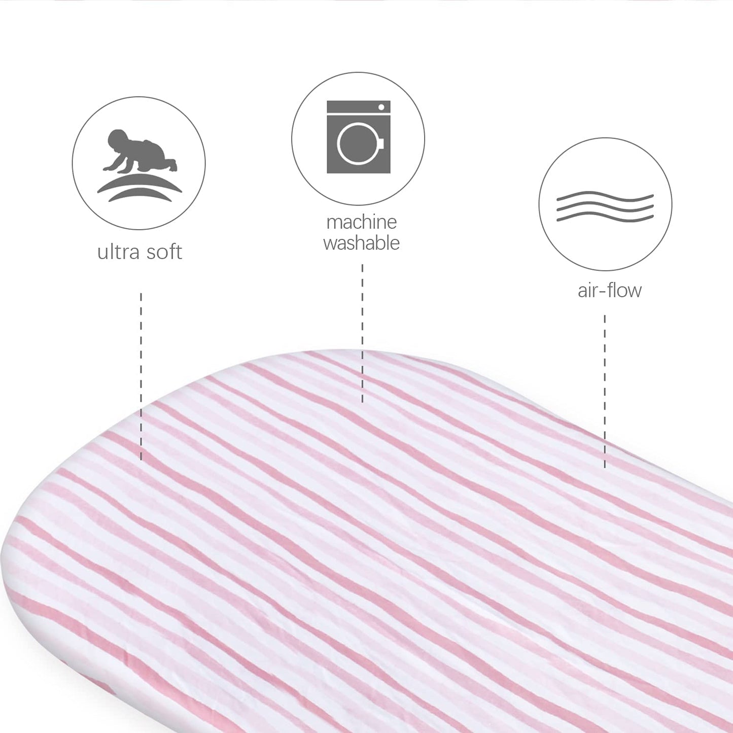 Bassinet Sheets - Fit SnuzPod 4 Bedside Crib, 2 Pack, 100% Jersey Cotton