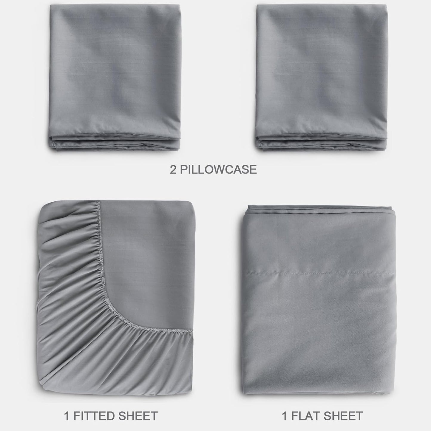 Deep Pocket Sheets Queen Sheet Sets for Air Mattress with Pocket on Side, 4 Piece Sheet Set Queen Size Extra Deep Pocket up to 24’’, Grey