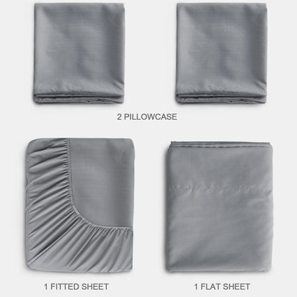 Deep Pocket Sheets Queen Sheet Sets for Air Mattress with Pocket on Side, 4 Piece Sheet Set Queen Size Extra Deep Pocket up to 24’’, Grey