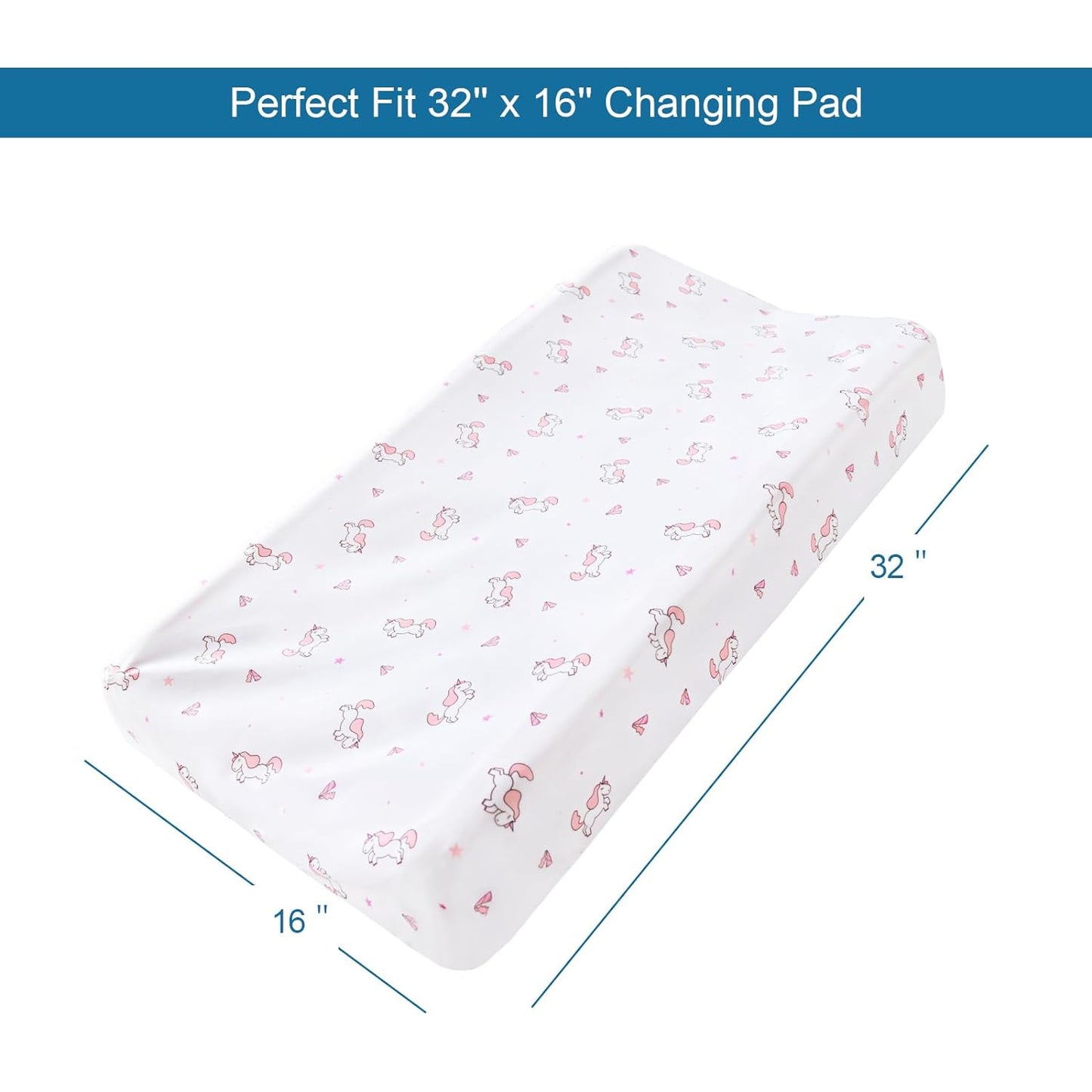 Changing Pad Cover - 4 Pack, Ultra-Soft Microfiber, Comfy & Breathable, Pink & White Horse