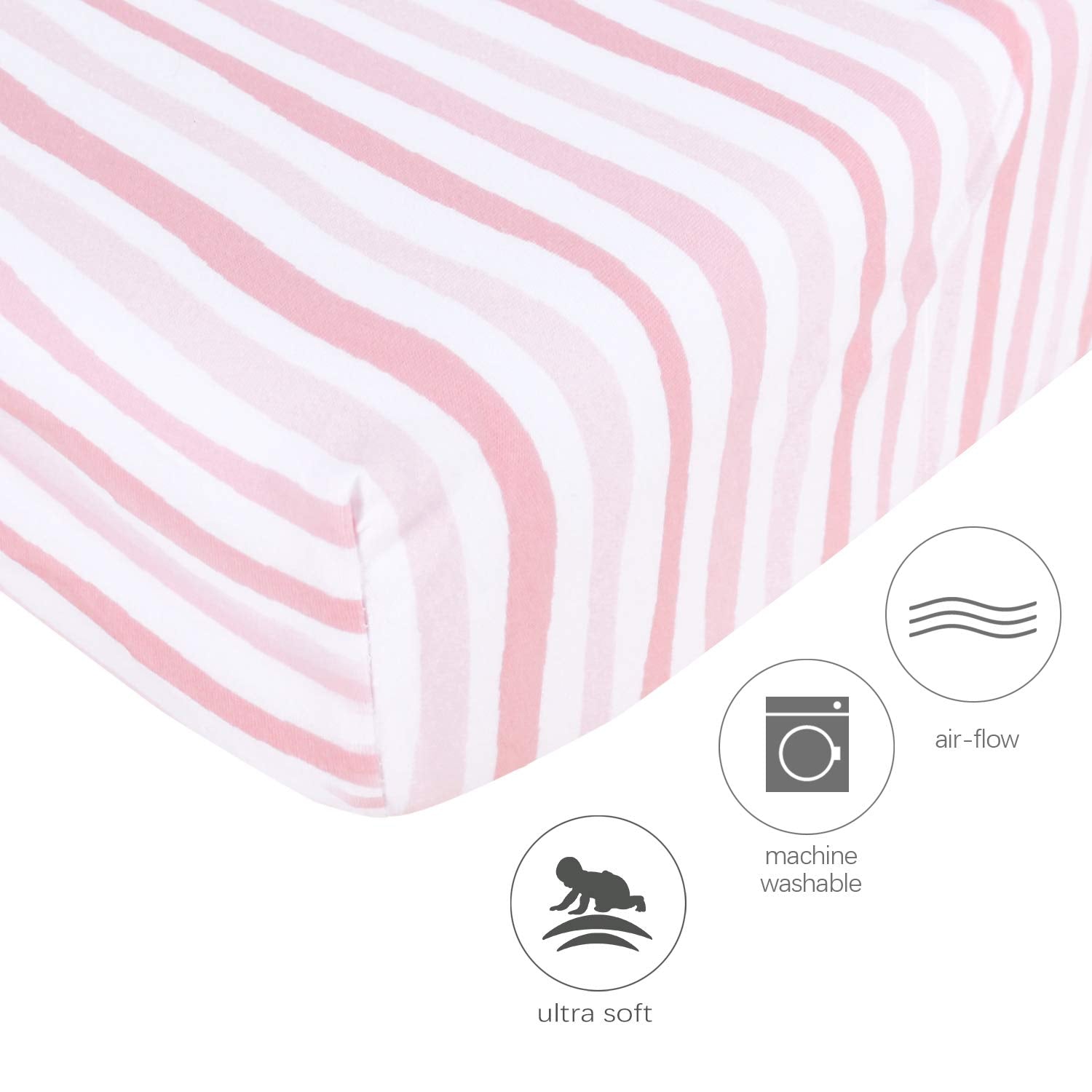 Crib Sheets - 2 Pack, 100% Jersey Cotton, Grey & White (for Standard Crib) - Biloban Online Store