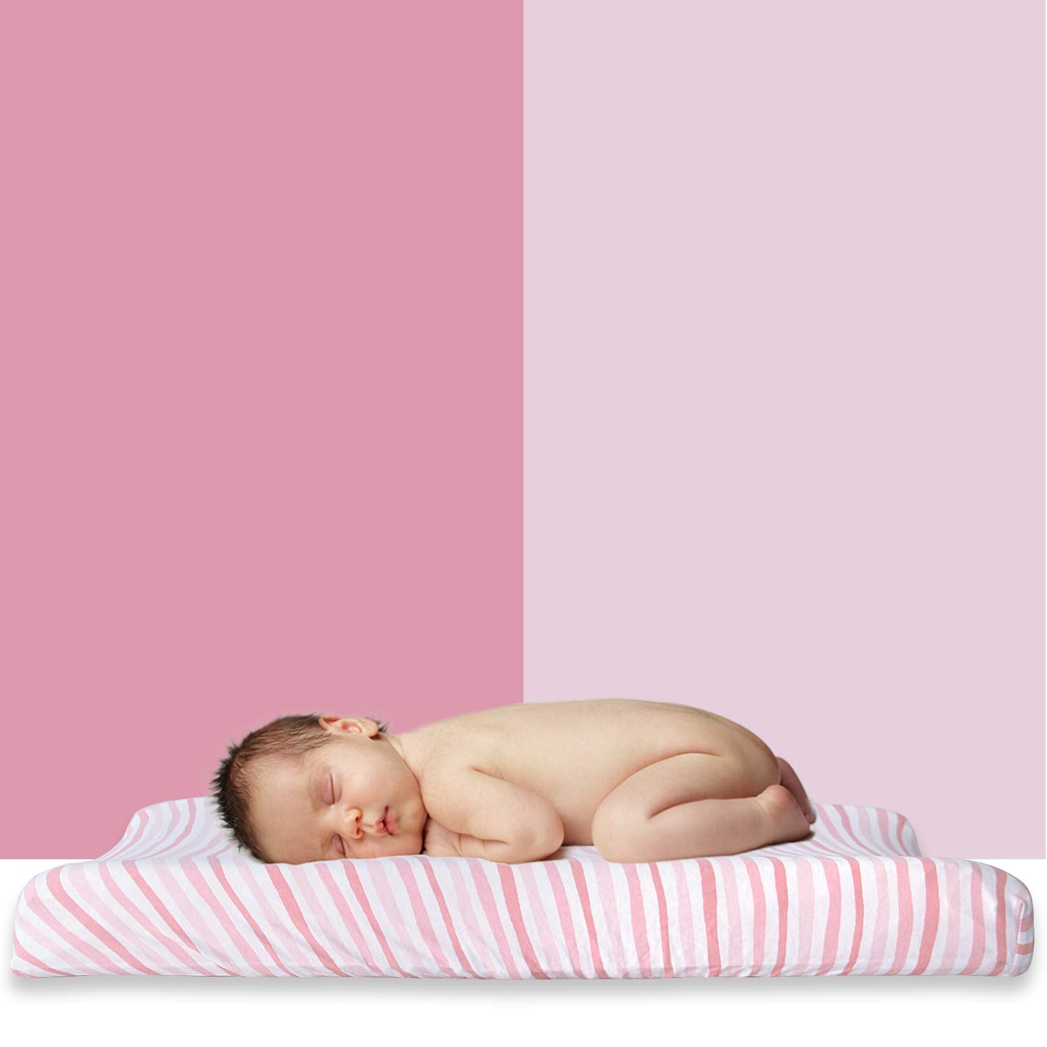 Changing Pad Cover - 2 Pack, Ultra Soft 100% Jersey Knit Cotton, Pink & White - Biloban Online Store
