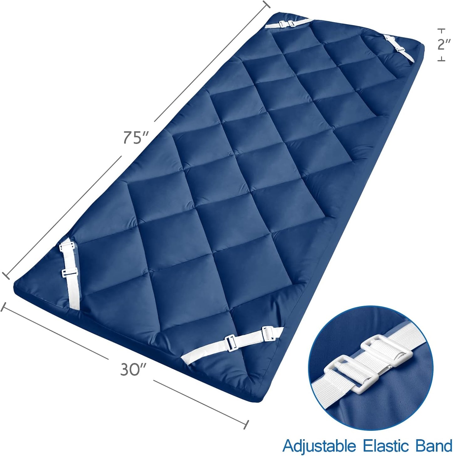 Quilted Cot Mattress Topper - 75" x 30", Soft and Thicker Cot Pad Only, for Camping Cot/Rv Bunk/Narrow Twin Beds (Copy)