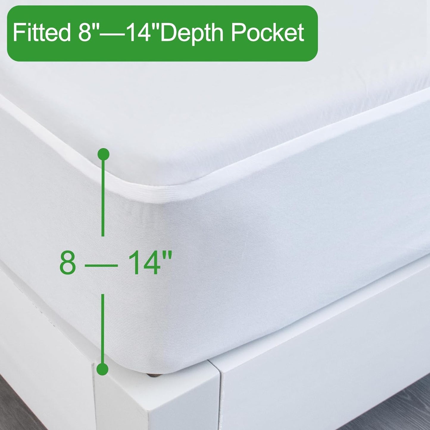 Waterproof Mattress Protector Twin & Full Size, Premium Bamboo Mattress Pad Cover Fitted with Deep Pocket Up to 14" Depth