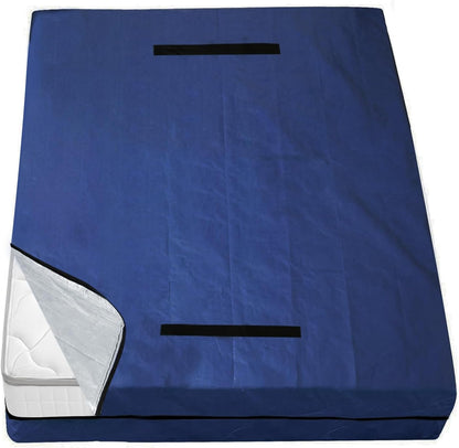 Waterproof Mattress Bags for Moving Storage with Double Zippers & Strong Handles, Reusable Thick Tarp, Black - Biloban Online Store