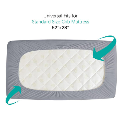 Crib Mattress Protector/ Pad Cover - 2 Pack, Quilted Microfiber, Waterproof, Grey (for Standard Crib/ Toddler Bed)