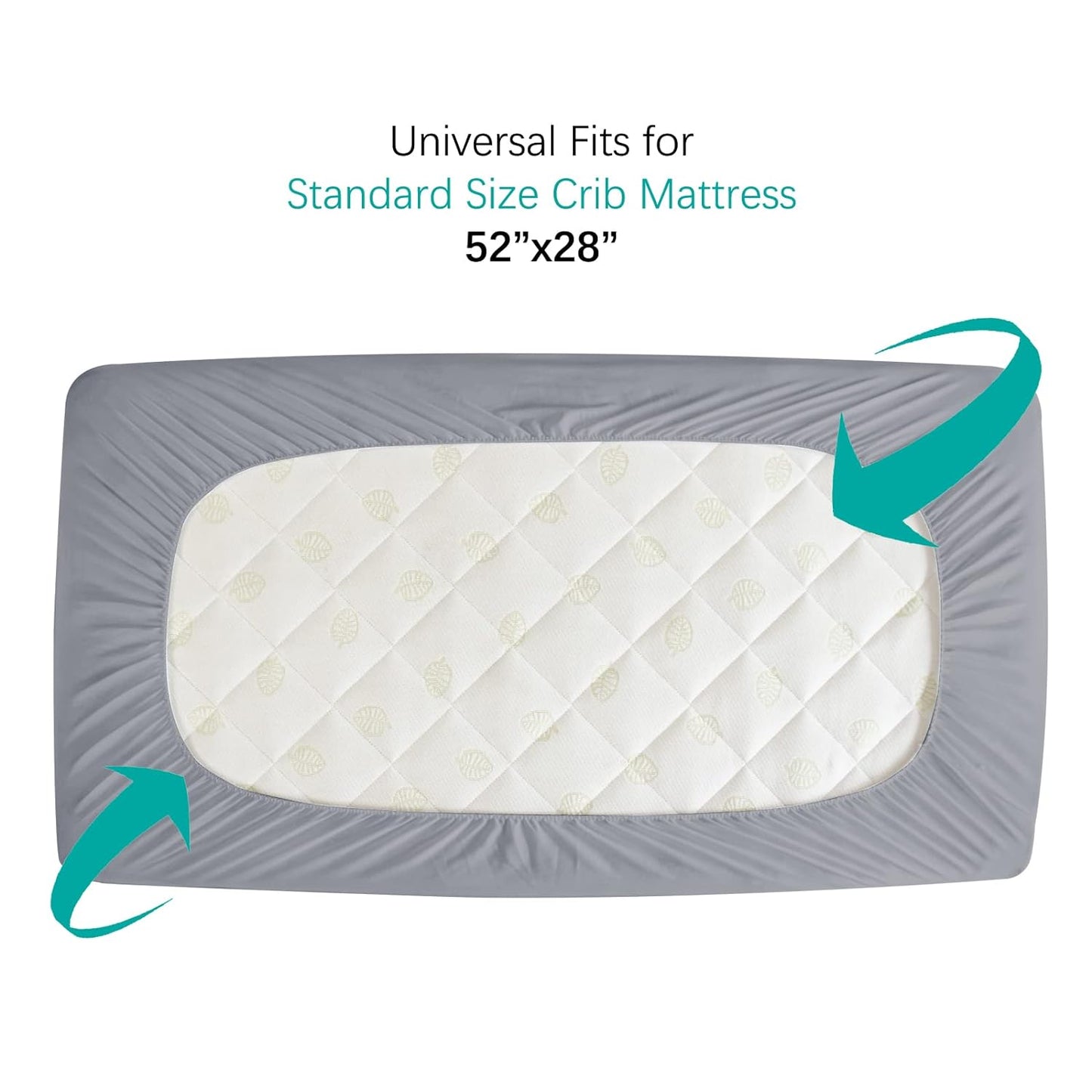 Crib Mattress Protector/ Pad Cover - 2 Pack, Quilted Microfiber, Waterproof, Grey & White (for Standard Crib/ Toddler Bed)