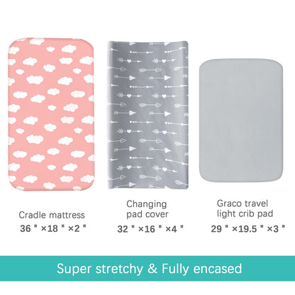 Changing Pad Cover - 4 Pack, Ultra-Soft Microfiber, Pink Cloud & Grey Arrow