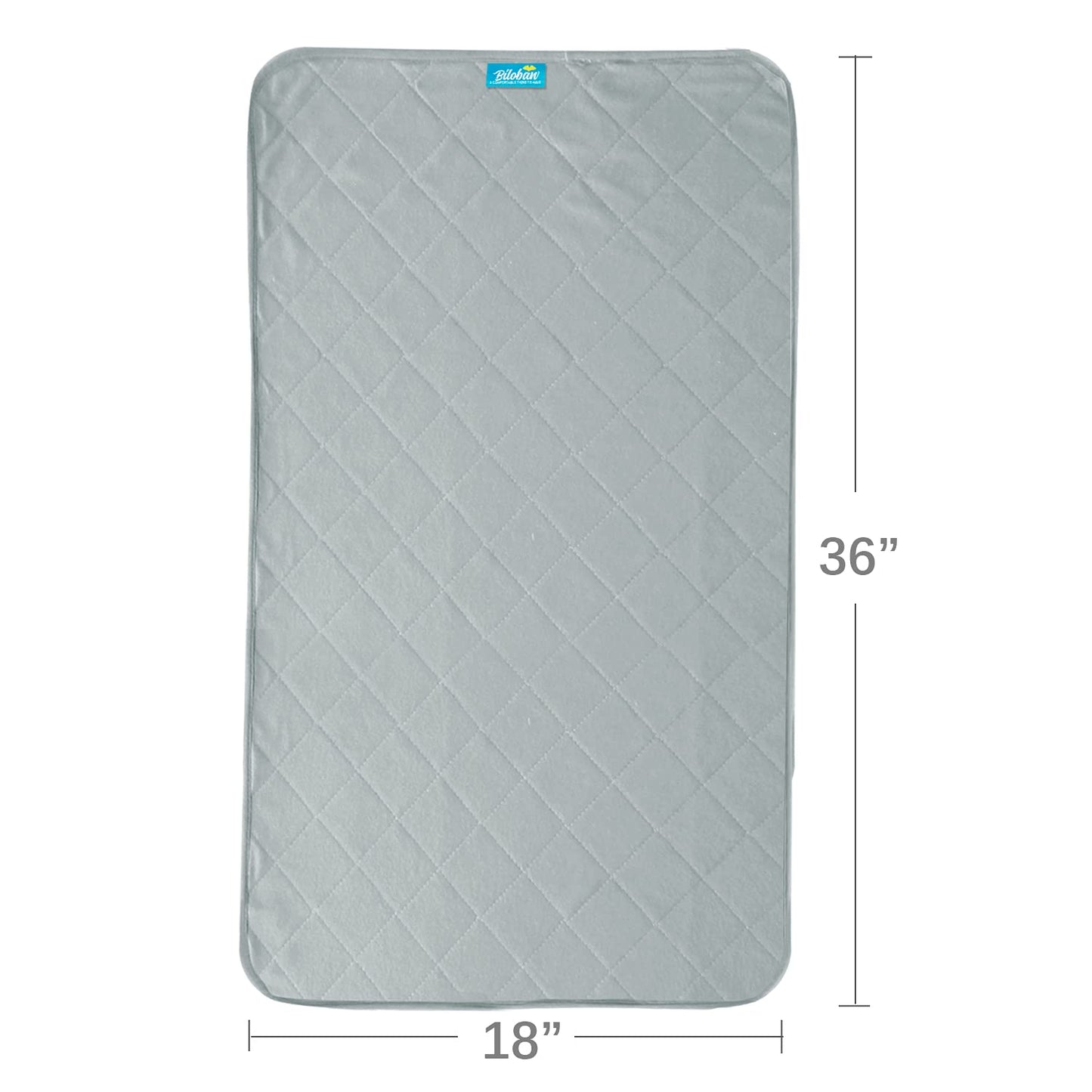 Waterproof Bed Pad/ Mat - Quilted Protector with Cotton Surface and Non-slip Back for Adults, Kids and Pets, Machine Washable, Grey