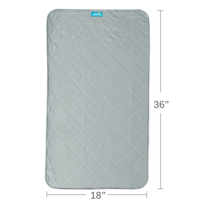 Waterproof Bed Pad/ Mat - Quilted Protector with Cotton Surface and Non-slip Back for Adults, Kids and Pets, Machine Washable, Grey