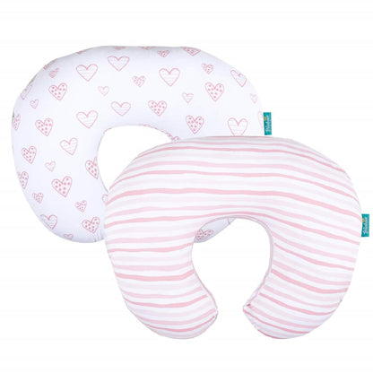 Nursing Pillow Cover for Boppy - 2 Pack, 100% Jersey Cotton, Super Soft & Breathable & Skin Friendly, Pink & White - Biloban Online Store