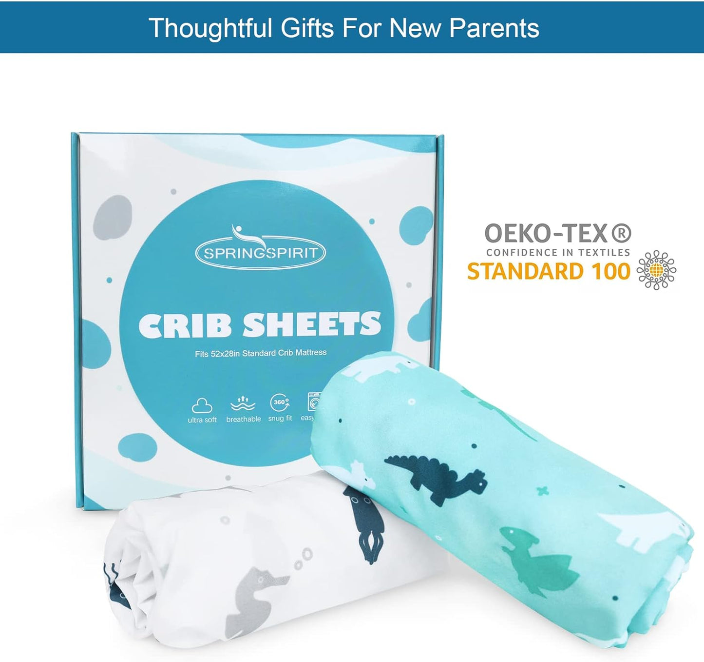 Crib Sheet - 2 Pack, Ultra Soft Microfiber, Dinosaurs and Ocean (for Standard Crib/ Toddler Bed)