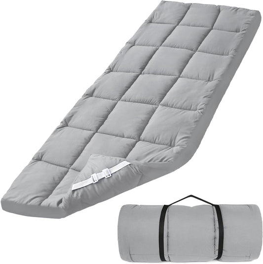 Quilted Cot Mattress Topper - 75" x 30", Soft and Thicker Cot Pad Only, for Camping Cot/Rv Bunk/Narrow Twin Beds, Grey - Biloban Online Store