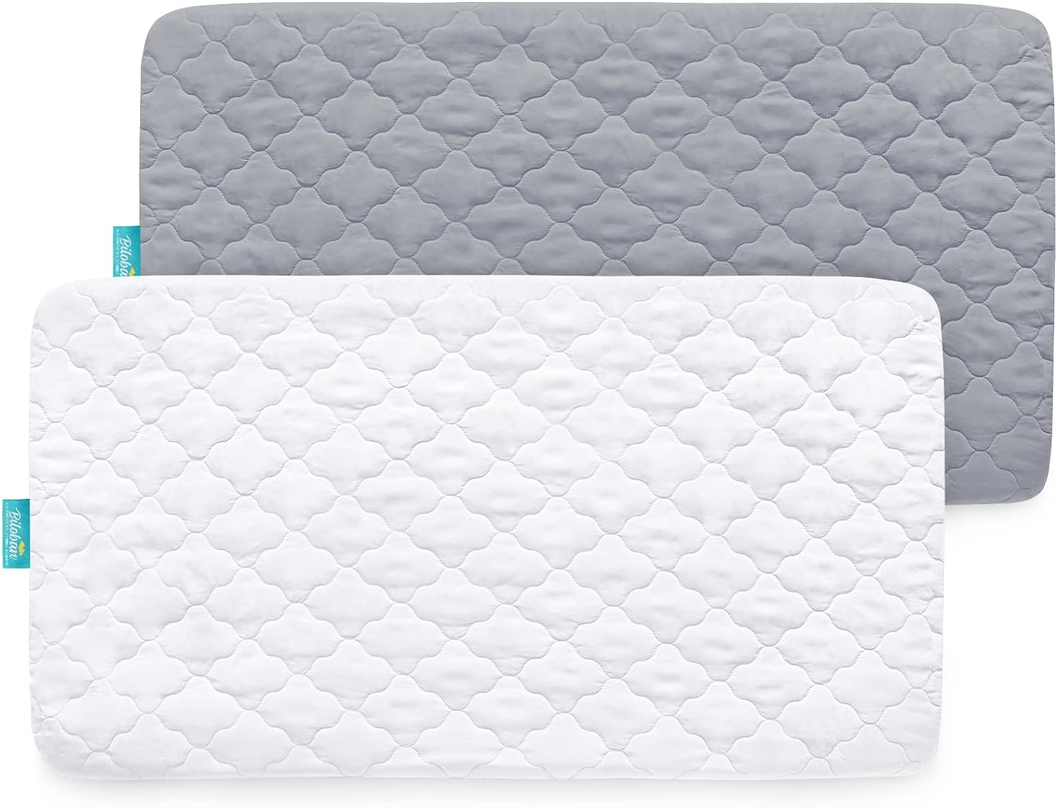 Crib Mattress Protector/ Pad Cover - 2 Pack, Ultra Soft Microfiber, Waterproof (for Standard Crib/ Toddler Bed), Grey & White - Biloban Online Store