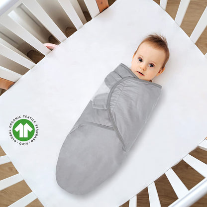 Baby Swaddles - for Newborn 3-6 Months, 2 Pack, 100% Organic Cotton, Grey & White - Biloban Online Store