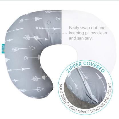 Nursing Pillow Cover for Boppy - 2 Pack, Ultra-soft Microfiber, Breathable & Skin-Friendly, Pink Cloud & Grey Arrow
