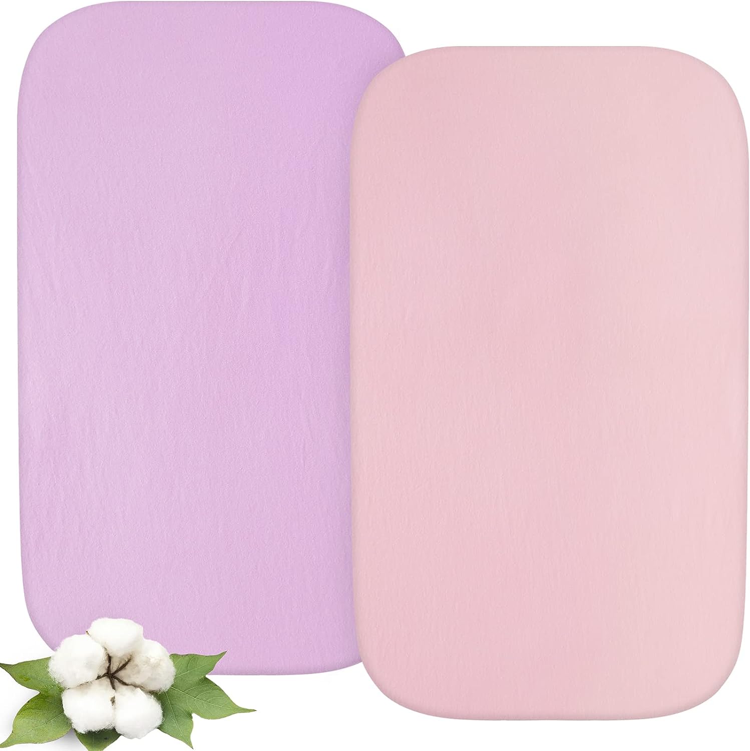 Bassinet Sheets - Milliard Side Sleeper Bedside Bassinet, 2 Pack, 100% Organic Cotton, Pink & Purple-Biloban online store