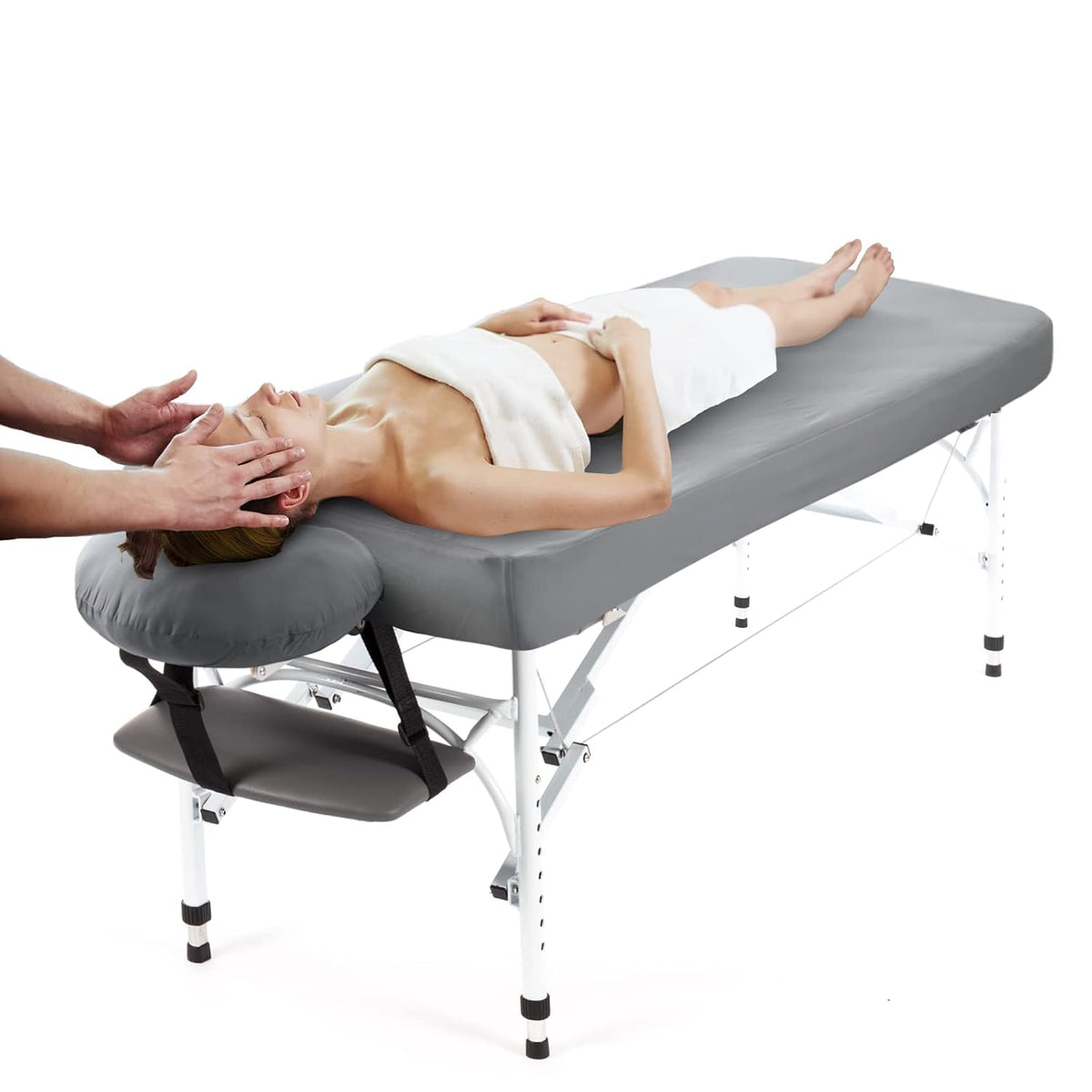 Waterproof Massage Table Cover 2-Piece Set, Fitted Sheet & Face Cradle Cover, Soft Noiseless Fabric