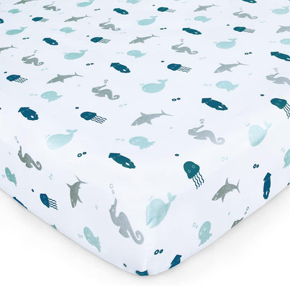 Crib Sheet - 2 Pack, Ultra Soft Microfiber, Grey Dinosaurs (for Standard Crib/ Toddler Bed)