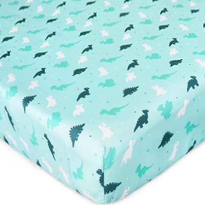 Crib Sheet - 2 Pack, Ultra Soft Microfiber, Dinosaurs and Ocean (for Standard Crib/ Toddler Bed)