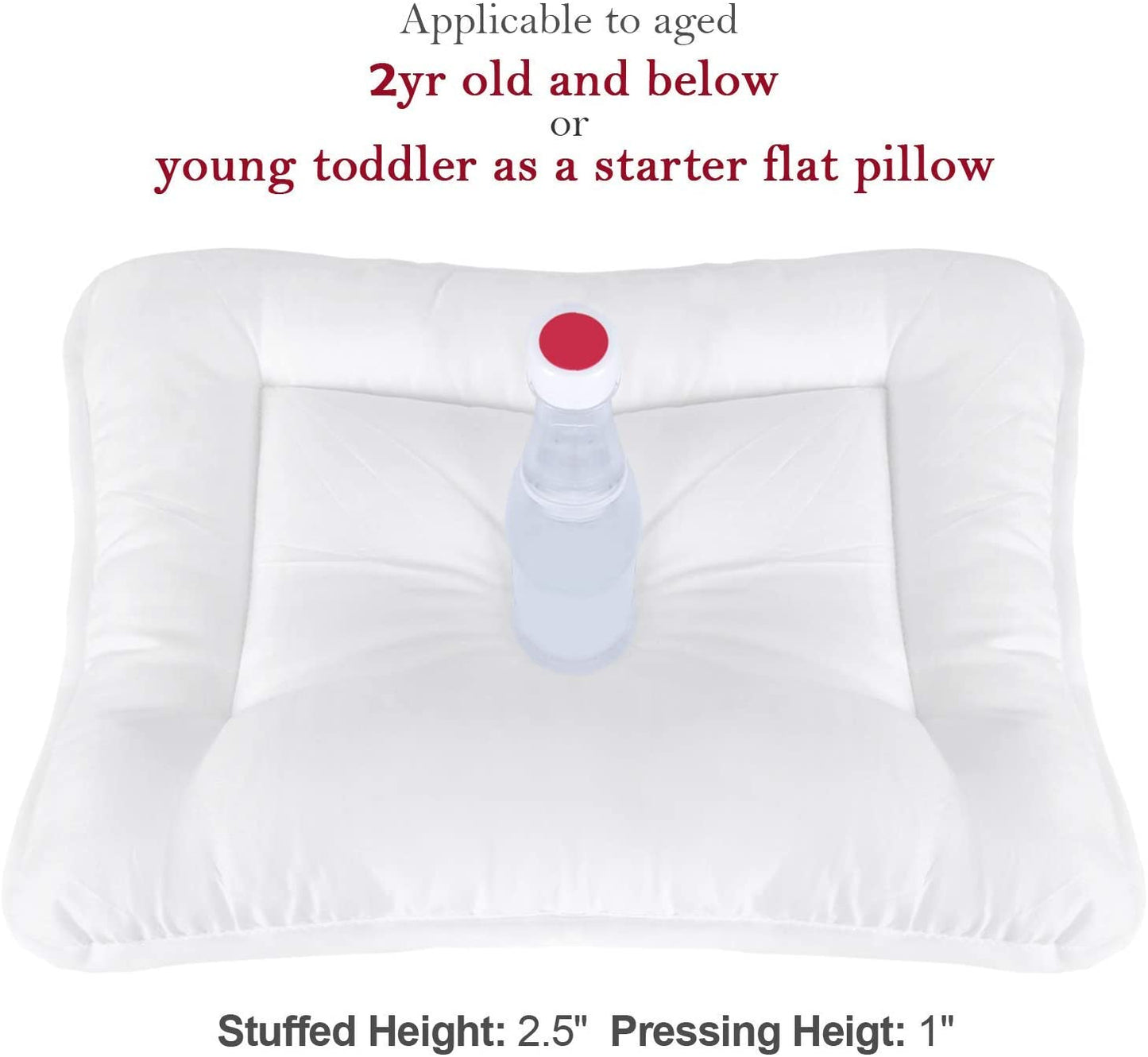 Toddler Pillow Quilted with Pillowcase - 13" x 18", 100% Cotton, Ultra Soft & Breathable, Navy