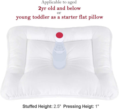 Toddler Pillow Quilted with Pillowcase - 13" x 18", 100% Cotton, Ultra Soft & Breathable, White Star