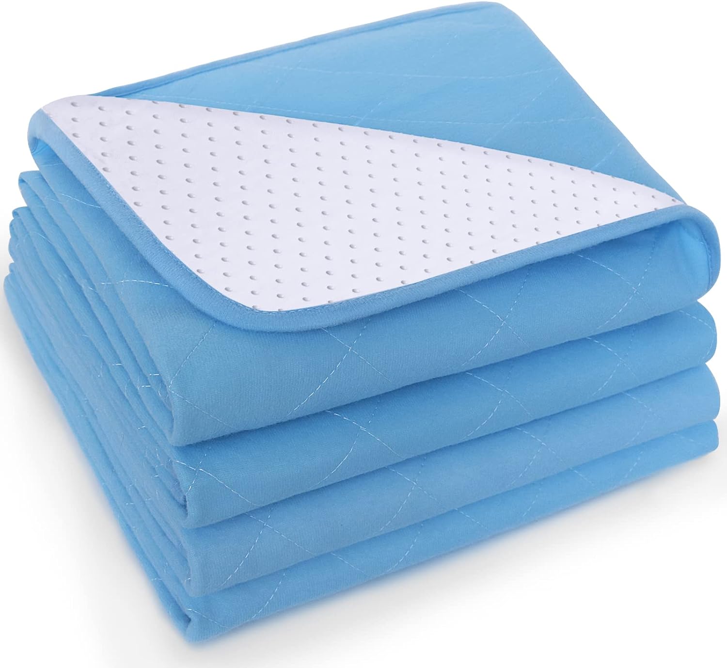 Waterproof Bed Pad/ Mat - 34" x 52", 4 Pack, Reusable Chuck Pads, Incontinence Underpads, Sheet Protector with Non-slip Back for Adults, Elderly, Kids and Pets, Machine Washable, Blue - Biloban Onelin Store