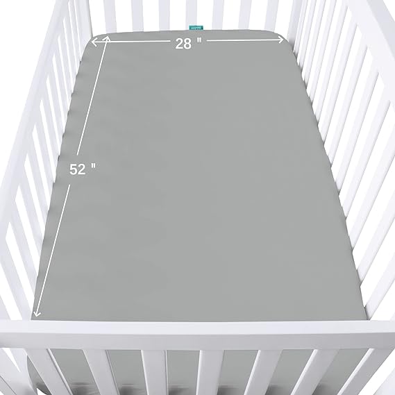 Waterproof Crib Sheet - 2 Pack, Ultra Soft Microfiber, Grey & Pink (for Standard Crib/ Toddler Bed)