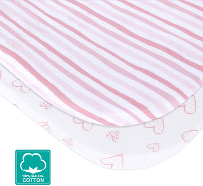 Shop by Brand/Model - Bassinet Sheets, 2 Pack, 100% Jersey Cotton, Pink & White