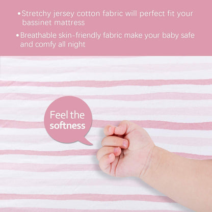 Bassinet Sheets - Fit Cowiewie Baby Bassinet, 2 Pack, 100% Jersey Cotton