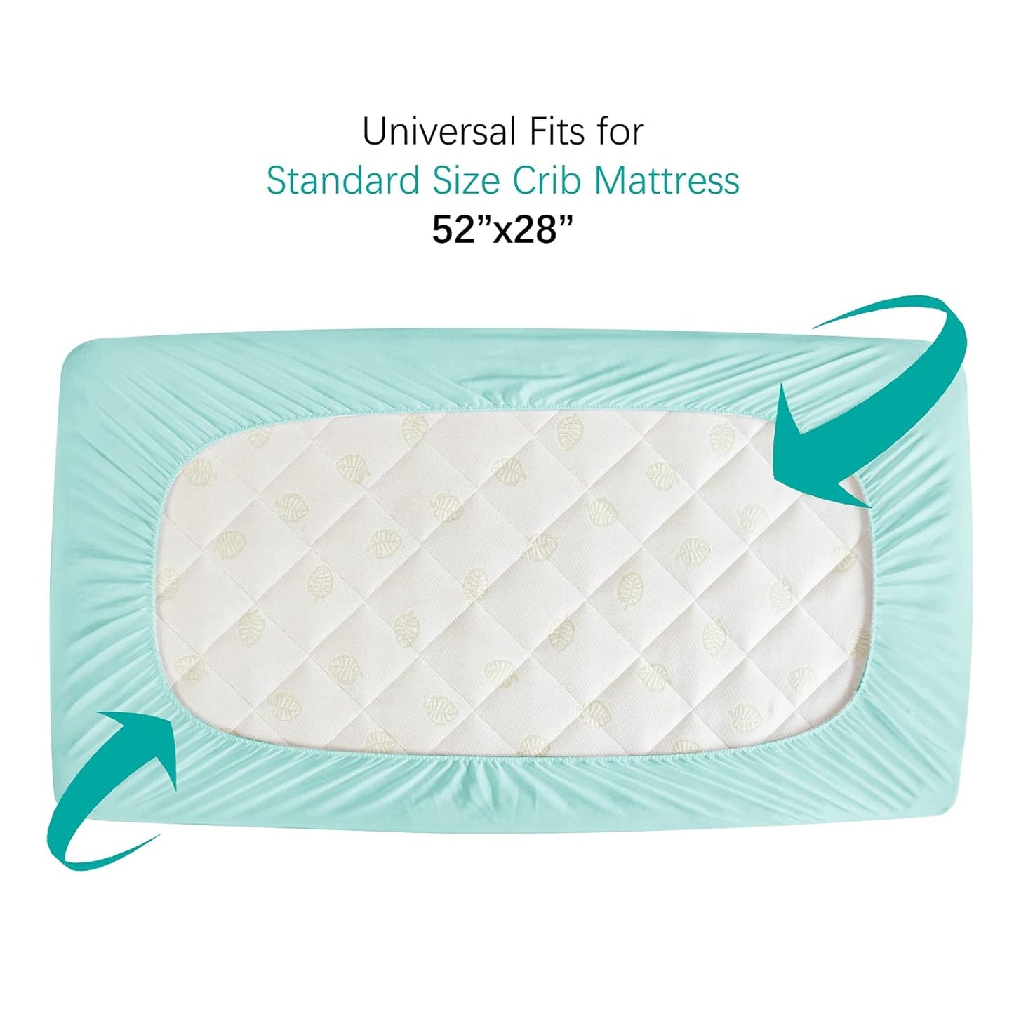 Crib Mattress Protector/ Pad Cover - 2 Pack, Quilted Microfiber, Waterproof, Aqua & Pink (for Standard Crib/ Toddler Bed)