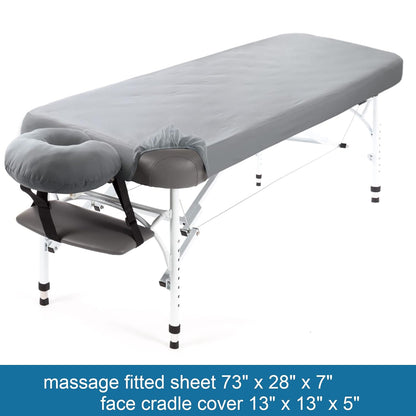 Waterproof Massage Table Cover 2-Piece Set, Fitted Sheet & Face Cradle Cover, Soft Noiseless Fabric