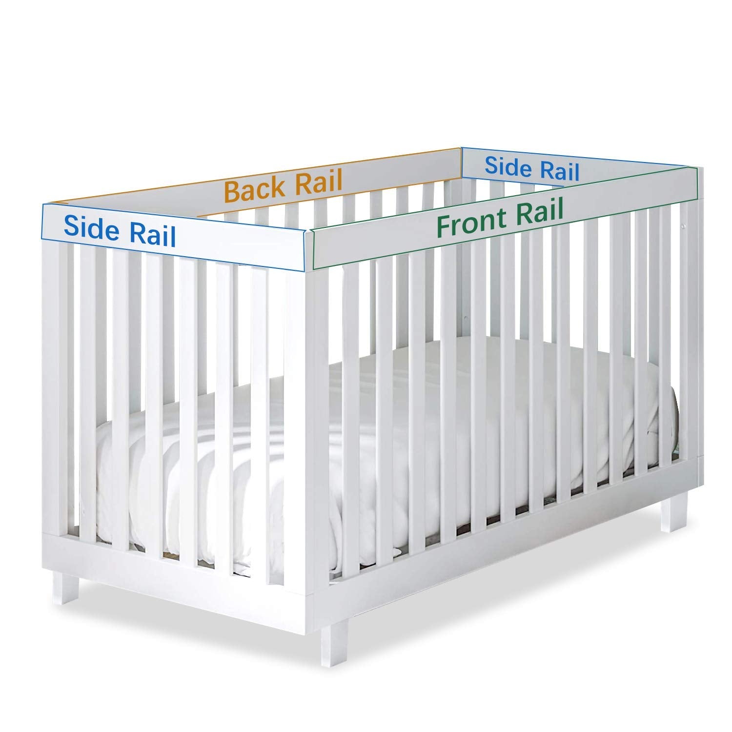 Crib Railing 3 Pieces Crib Rail Cover - Protector Safe Teething Guard Wrap, Reversi