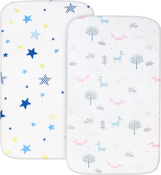 Shop by Size - Muslin Bassinet Sheet, 2 Pack, Ultra Soft and Breathable Bamboo and Cotton, Rectangle, Star & Fox - Biloban Online Store