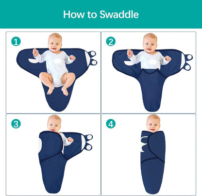 Baby Swaddles - for Newborn 0-3 Months, 2 Pack, 100% Organic Cotton, Grey & Navy
