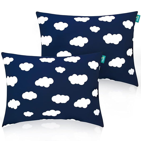Toddler Pillow - 2 Pack, 14" x 19", Multi-Use, Soft & Skin-Friendly, Navy Cloud - Biloban Online Store